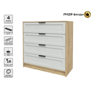 Kомод Тренд КТ-К100 (Дуб золотой ЛДСП/ Грэй ЛМДФ) Ш1000 В1020 Г451